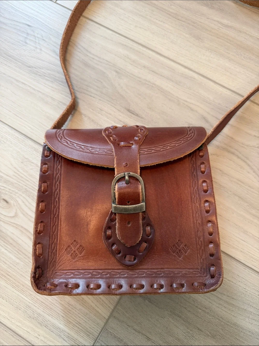Zara 100% Leather Crossbody Bag in Brown